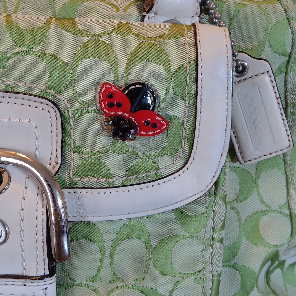 *Upcycled Coach Y2k Green Bag With Coach Ladybug 🐞 - Picture 4 of 17